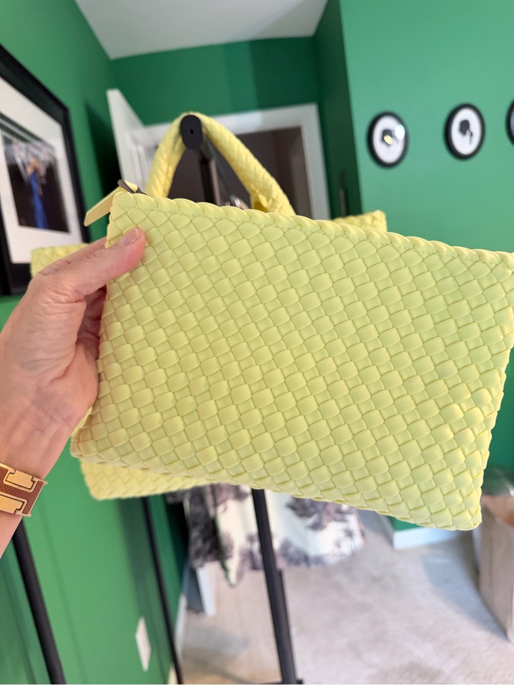 Authentic Naghedi St. Barths Medium Tote & Pouch – Butter Yellow with dust bag